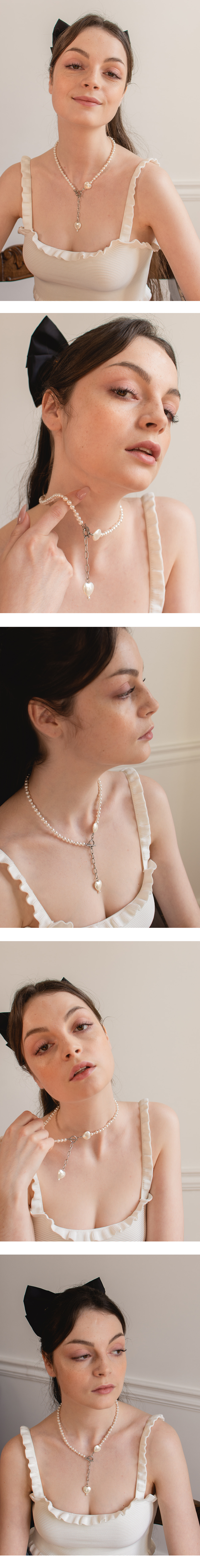 Heart pearl necklace